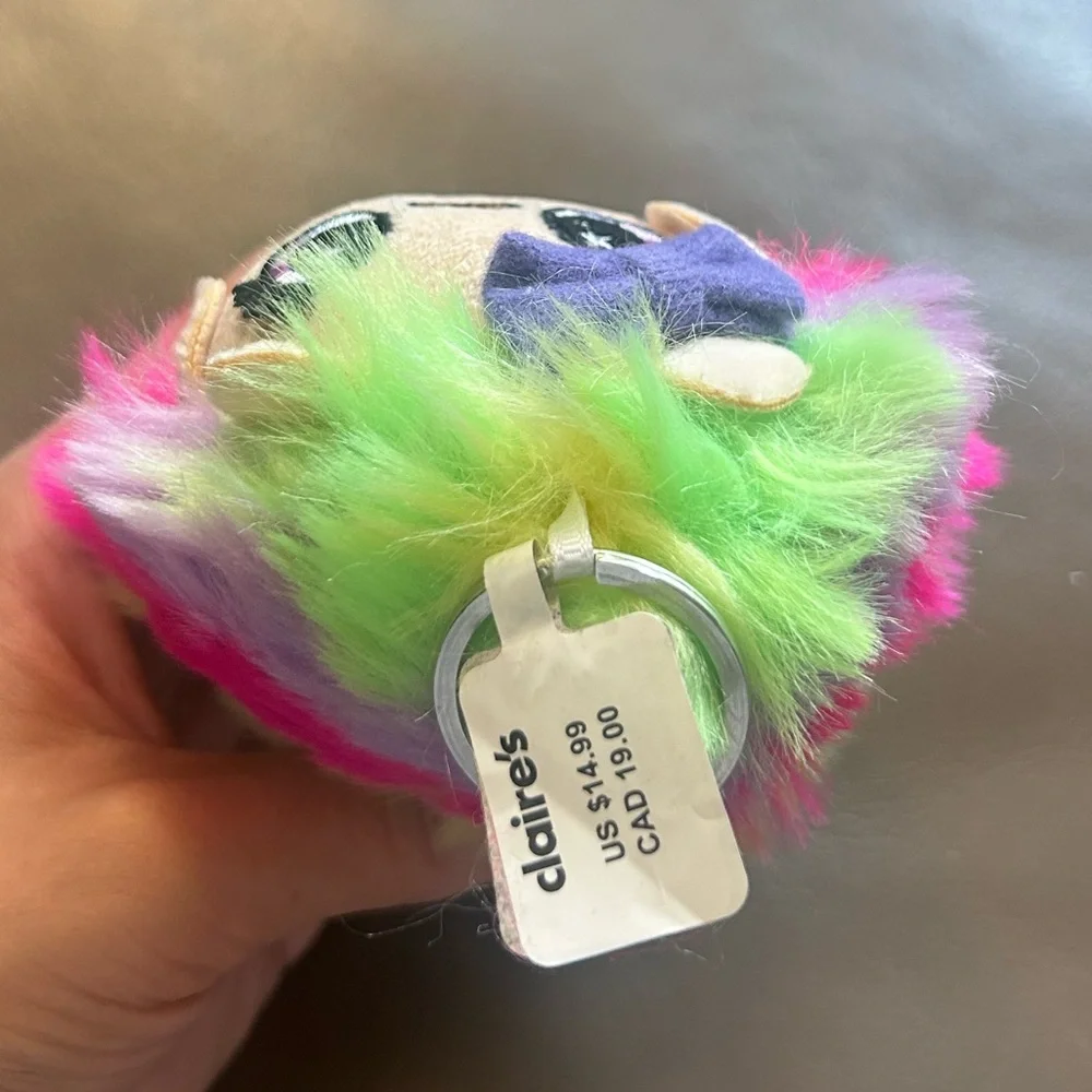 Rainbow💙🩷💚💛💜 Teddy Bear🧸 with purple bow Plush Keychain